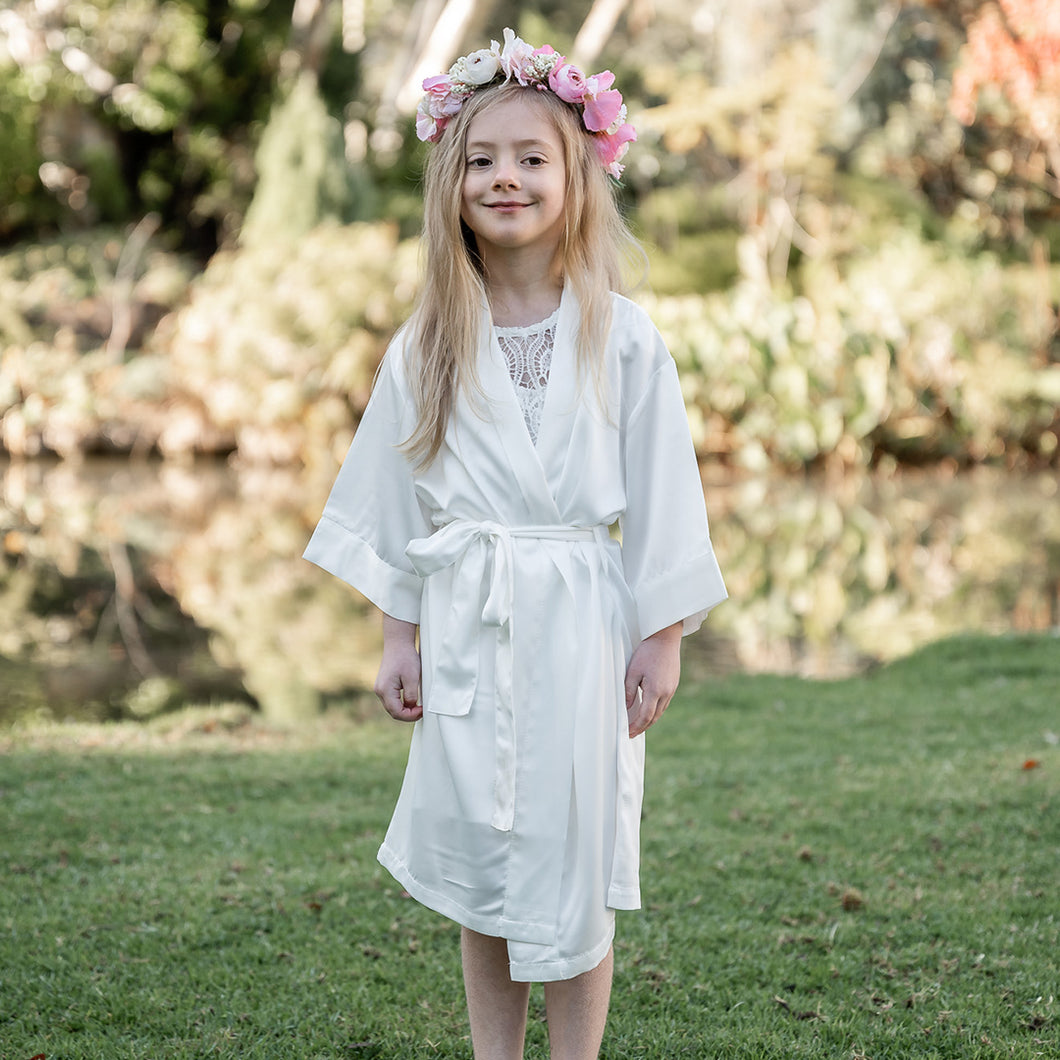 White Children's Satin Robe